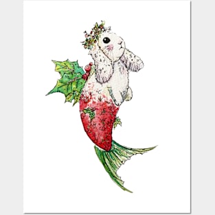 Holly Fairy Mermaid Bunny Posters and Art